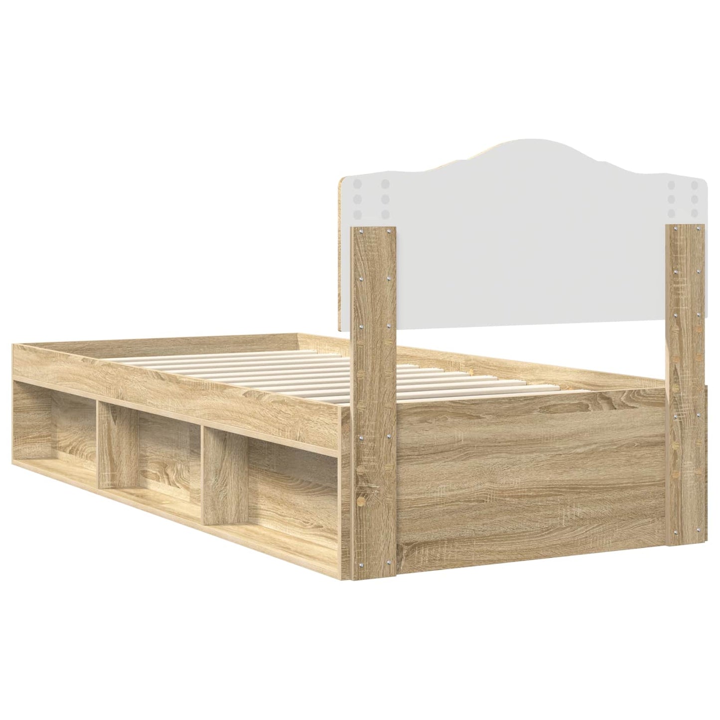 Bed Frame with Headboard Sonoma Oak 75 x 190 cm Solid Pine Wood