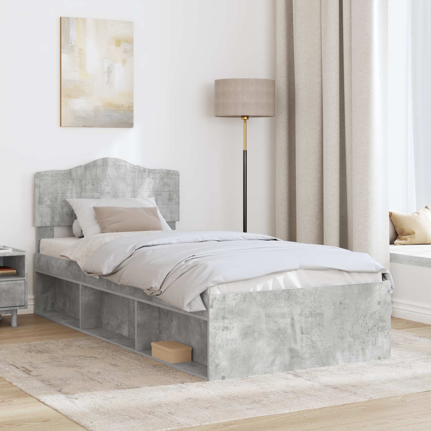Bed Frame Concerte Grey 75 x 190 cm Solid Pine Wood