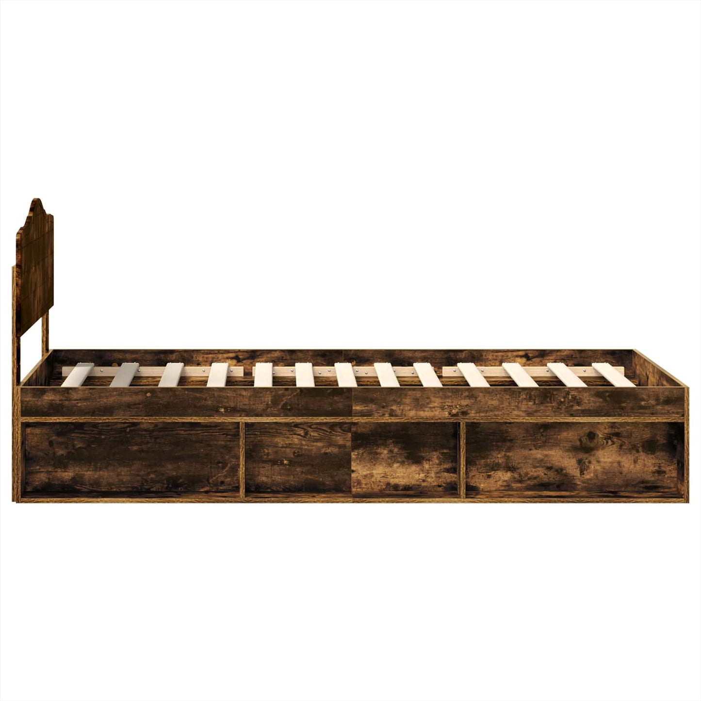 Bed Frame with Headboard Smoked Oak 75 x 190 cm Solid Pine Wood