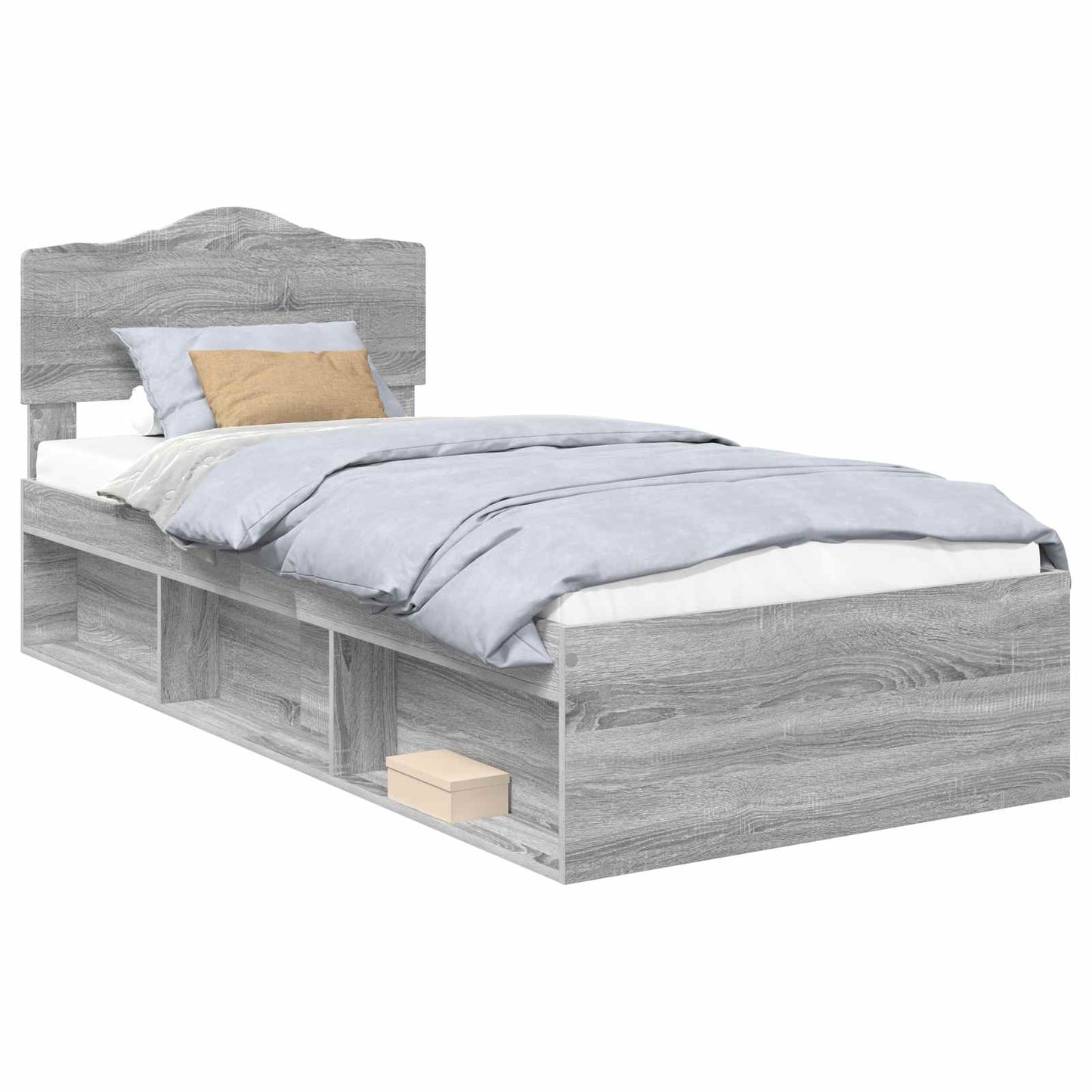 Bed Frame Grey Sonoma 75 x 190 cm Solid Pine Wood