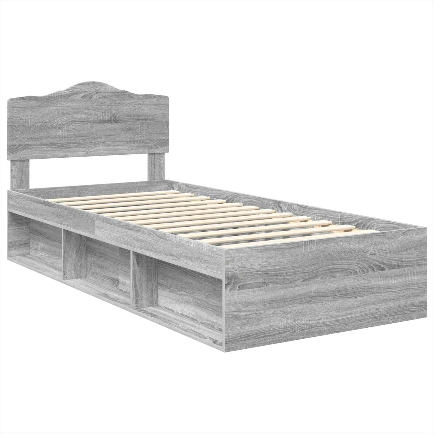 Bed Frame Grey Sonoma 75 x 190 cm Solid Pine Wood