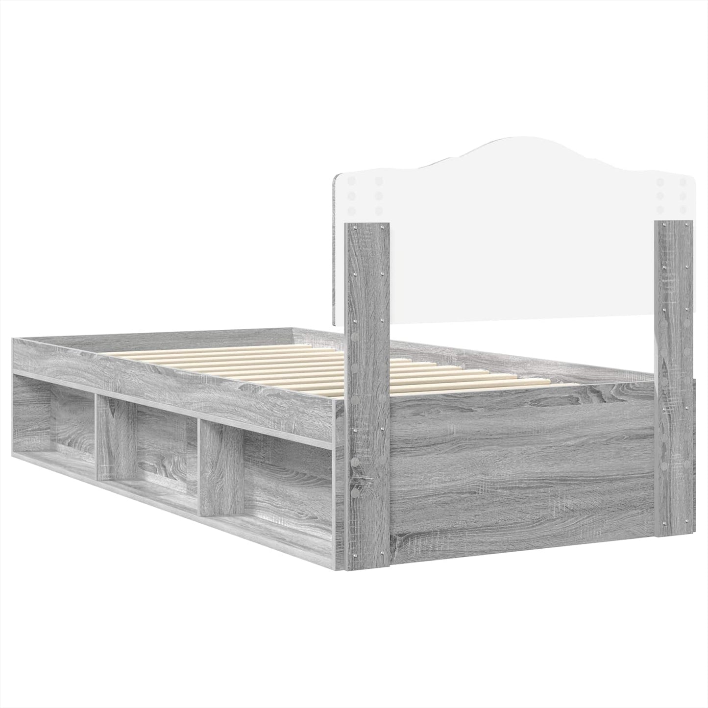 Bed Frame Grey Sonoma 75 x 190 cm Solid Pine Wood