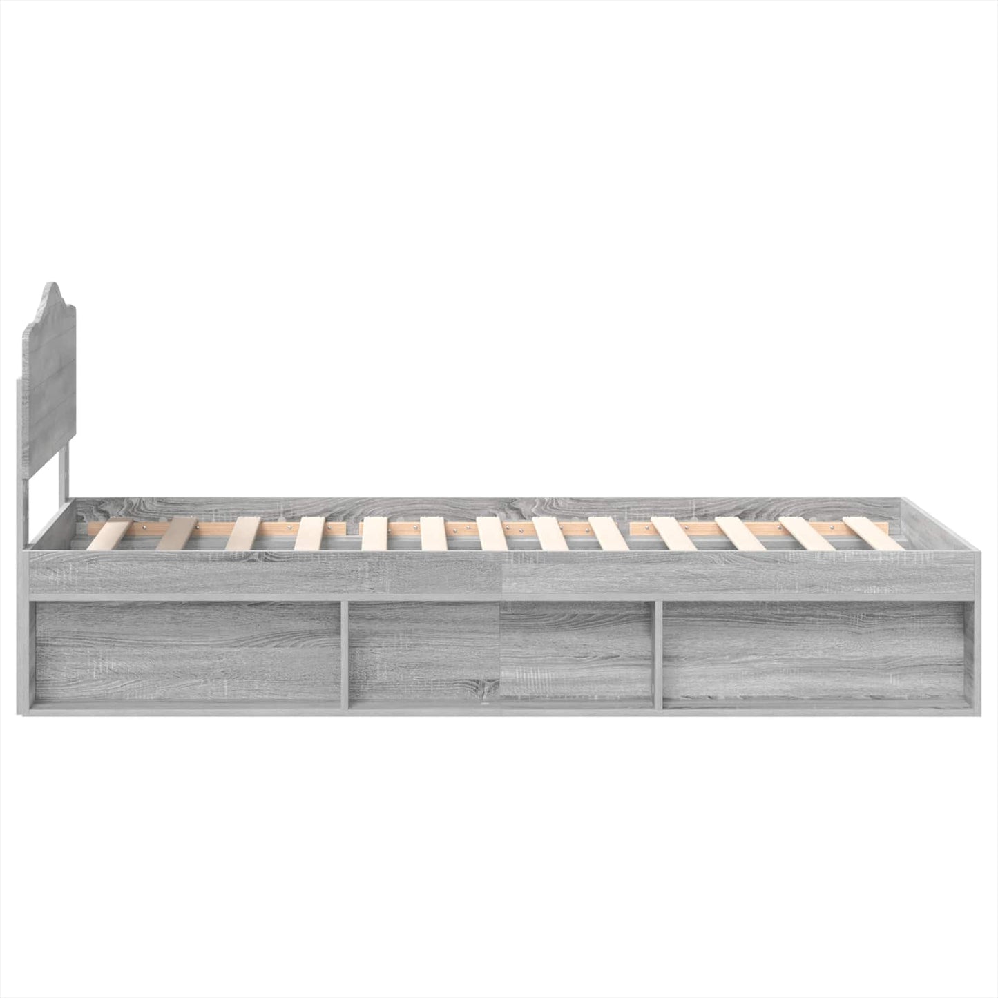 Bed Frame Grey Sonoma 75 x 190 cm Solid Pine Wood