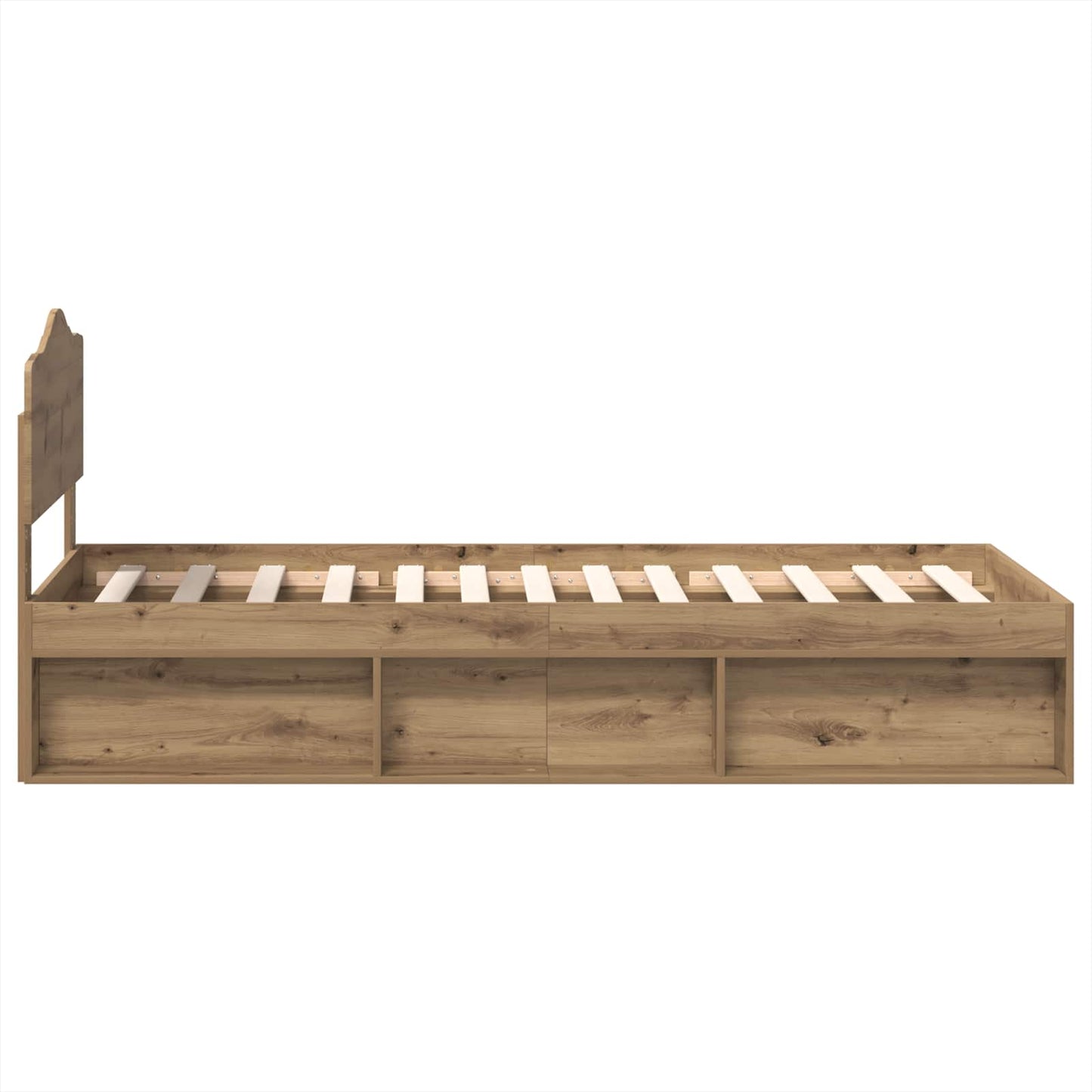 Bed Frame Artisian Oak 75 x 190 cm Solid Pine Wood