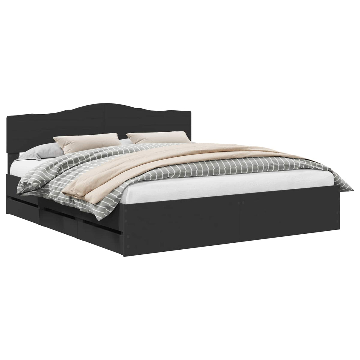 Bed Frame with Drawer Black 200 x 200 cm Engineer Wood