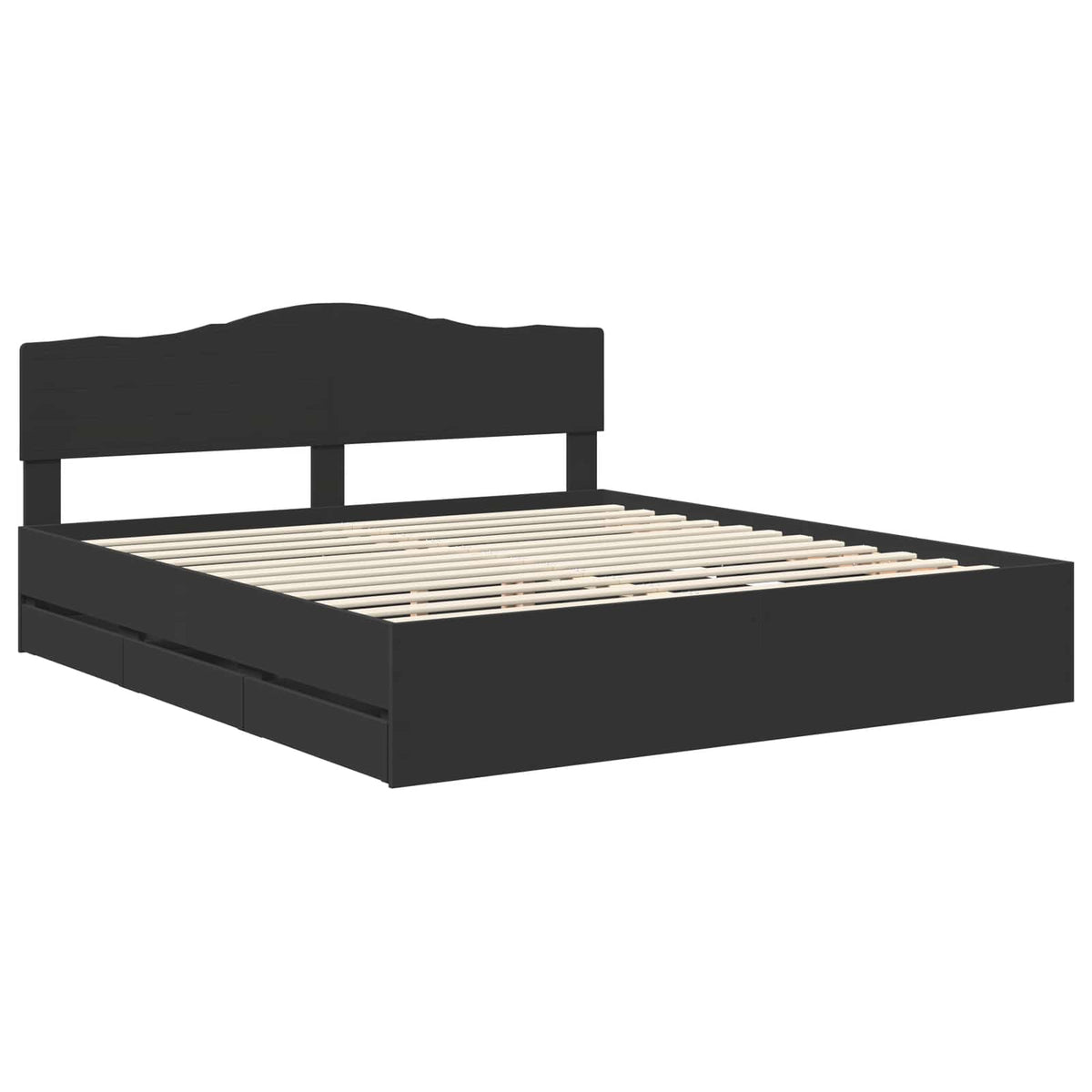 Bed Frame with Drawer Black 200 x 200 cm Engineer Wood