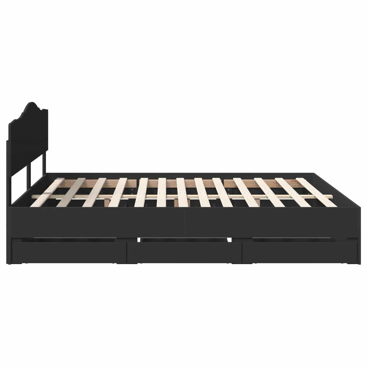 Bed Frame with Drawer Black 200 x 200 cm Engineer Wood