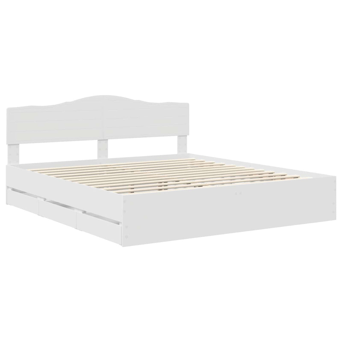 Bed Frame with Drawer White 180 x 200 cm Engineer Wood