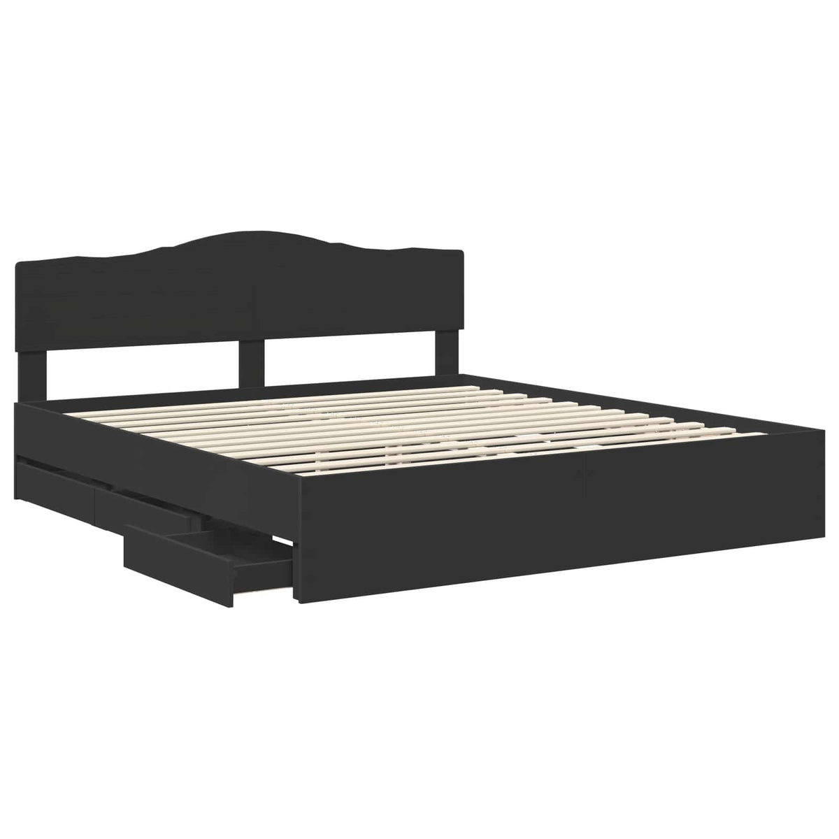 Bed Frame with Drawer Black 180 x 200 cm Engineer Wood
