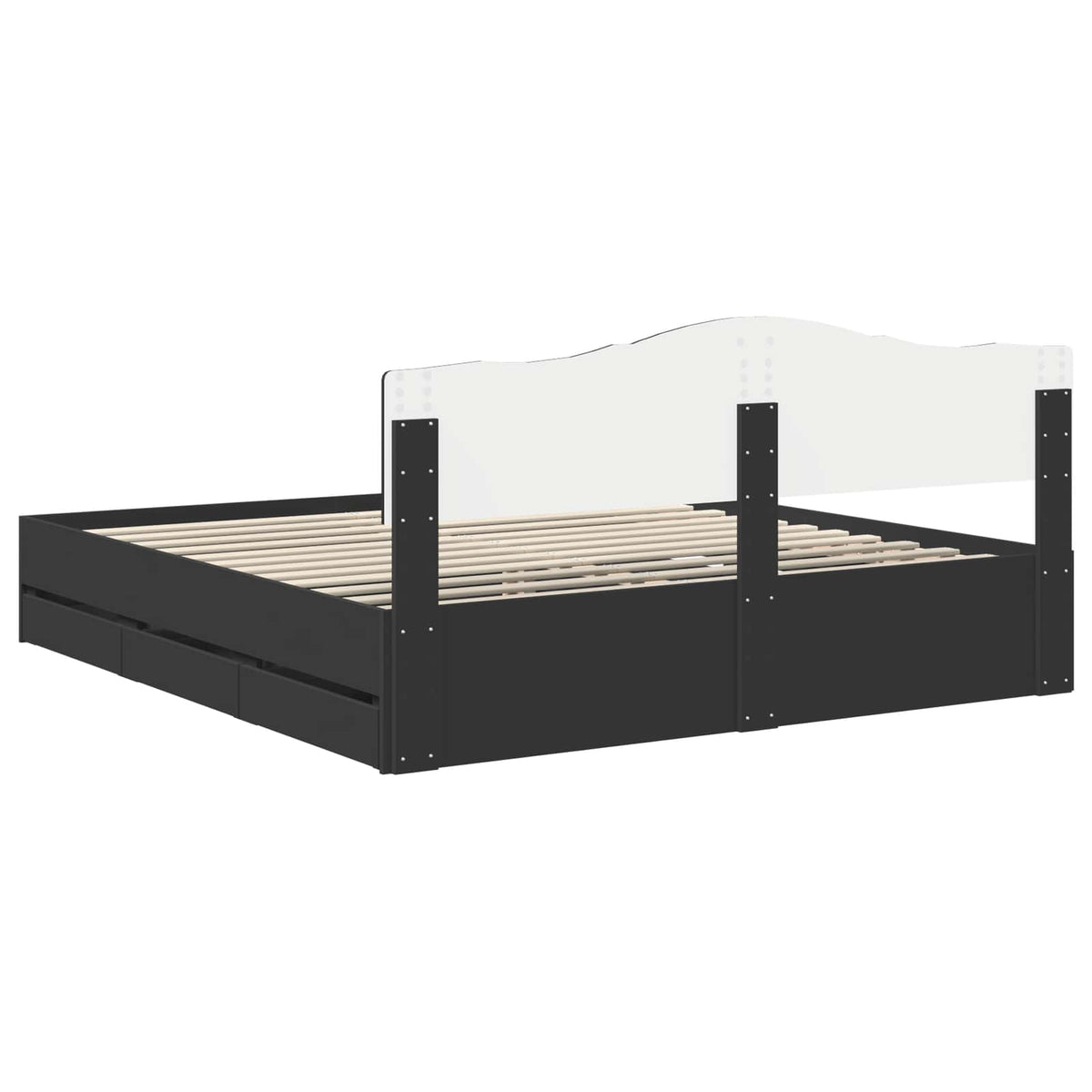 Bed Frame with Drawer Black 180 x 200 cm Engineer Wood
