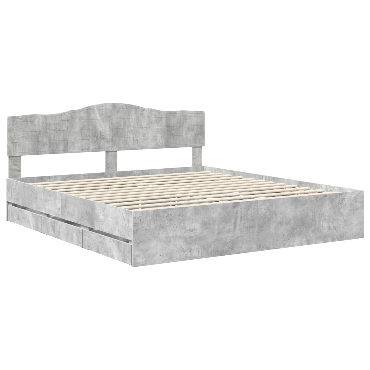 Bed Frame with Drawer Concrete Grey 180 x 200 cm Engineer Wood