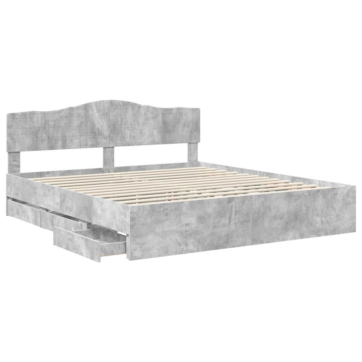Bed Frame with Drawer Concrete Grey 180 x 200 cm Engineer Wood