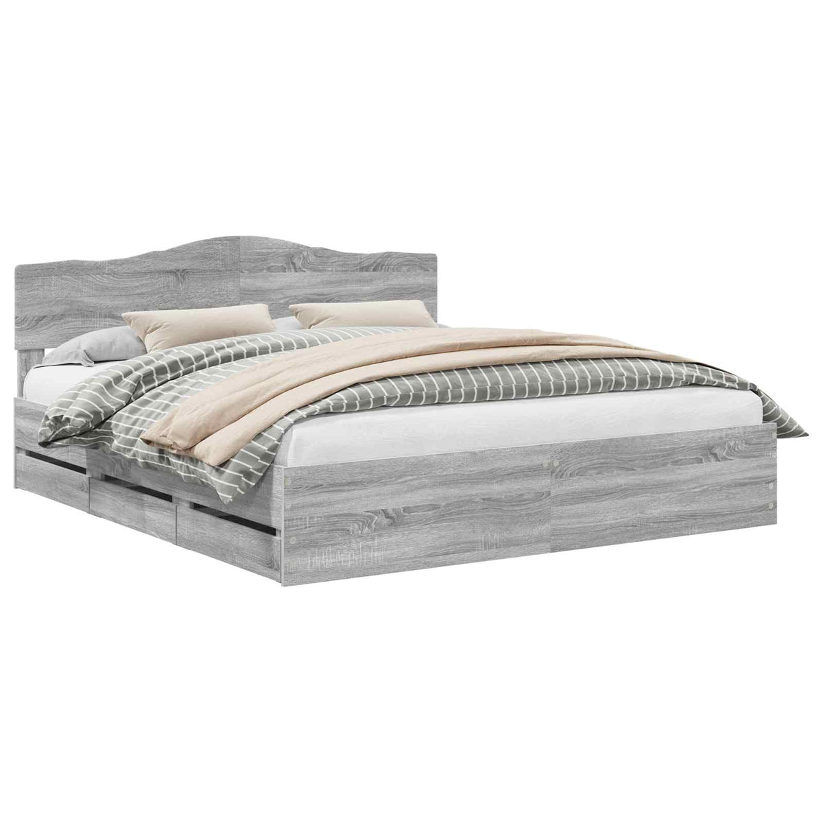 Bed Frame with Drawer Grey Sonoma 180 x 200 cm Engineer Wood