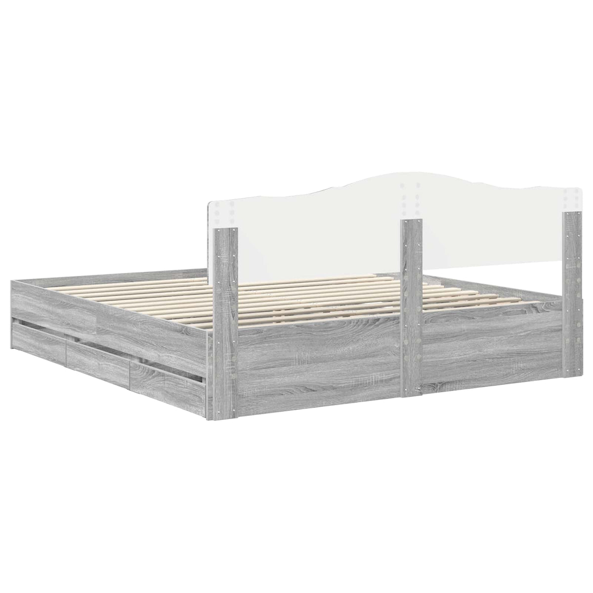 Bed Frame with Drawer Grey Sonoma 180 x 200 cm Engineer Wood