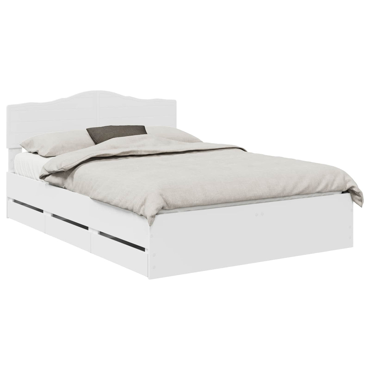 Bed Frame with Drawer White 160 x 200 cm Engineer Wood