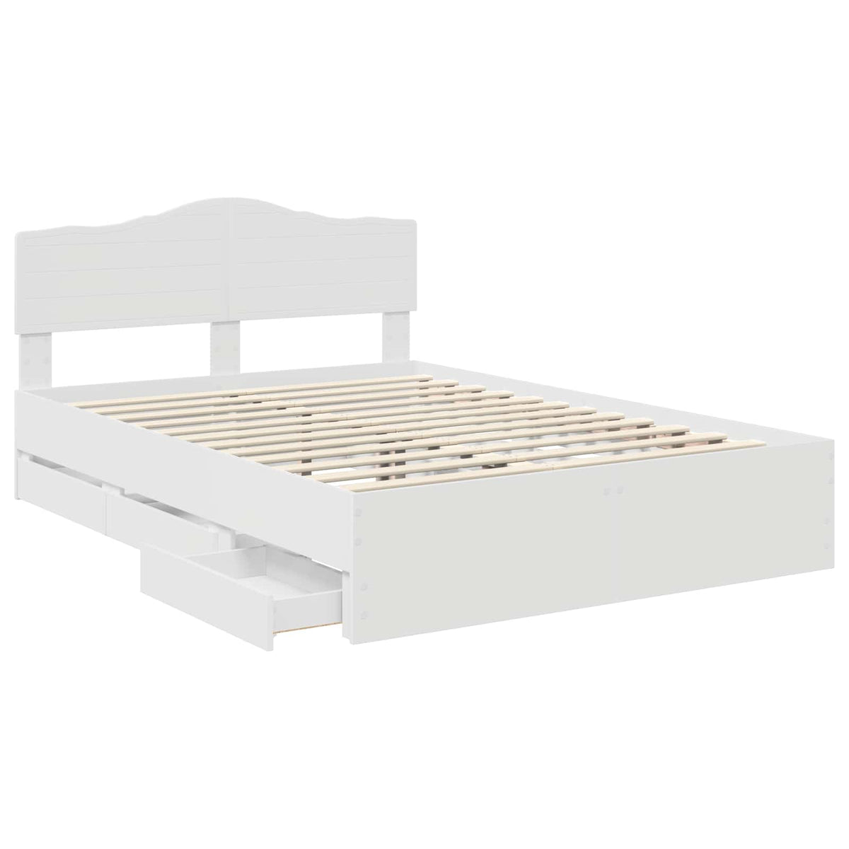 Bed Frame with Drawer White 160 x 200 cm Engineer Wood