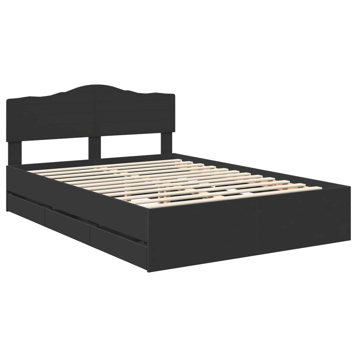 Bed Frame with Drawer Black 160 x 200 cm Engineer Wood