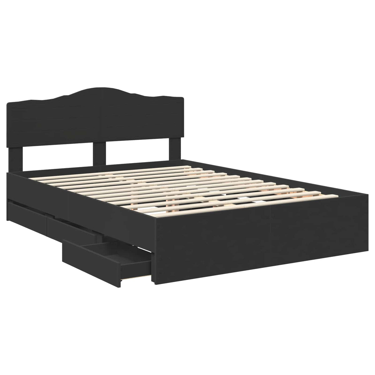 Bed Frame with Drawer Black 160 x 200 cm Engineer Wood