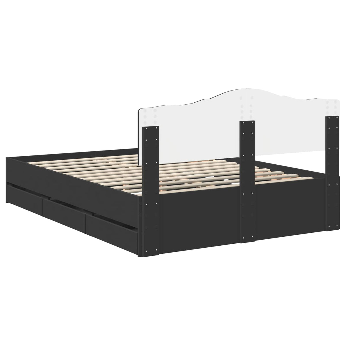 Bed Frame with Drawer Black 160 x 200 cm Engineer Wood