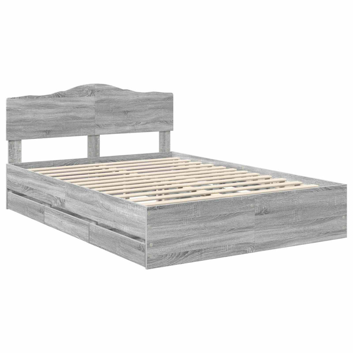 Bed Frame with Drawer Grey Sonoma 160 x 200 cm Engineer Wood