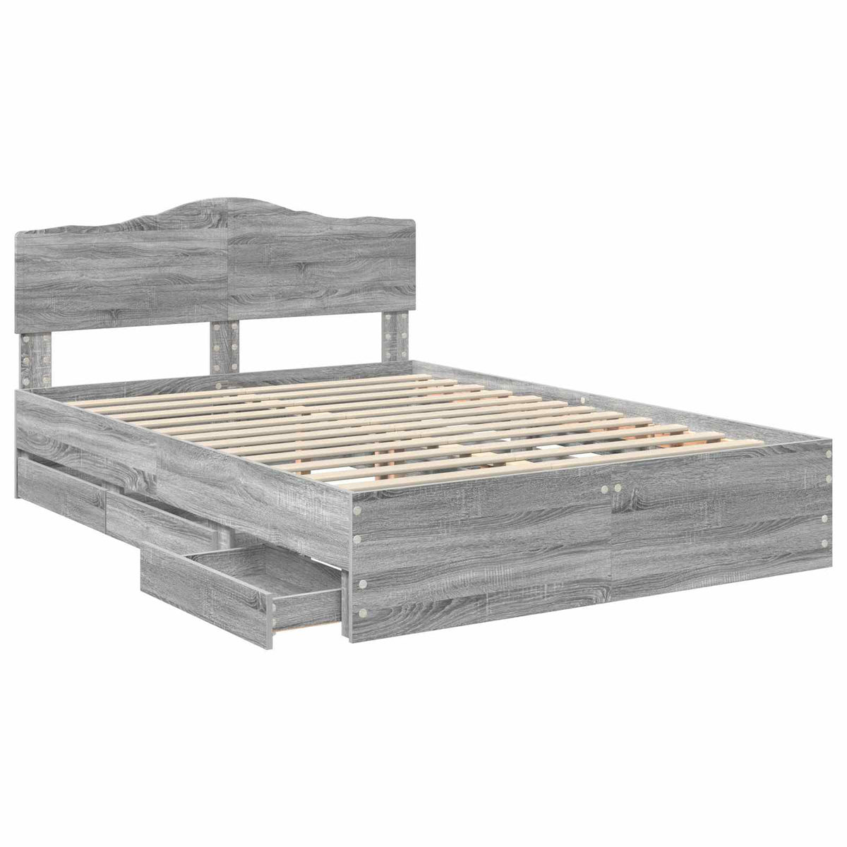 Bed Frame with Drawer Grey Sonoma 160 x 200 cm Engineer Wood