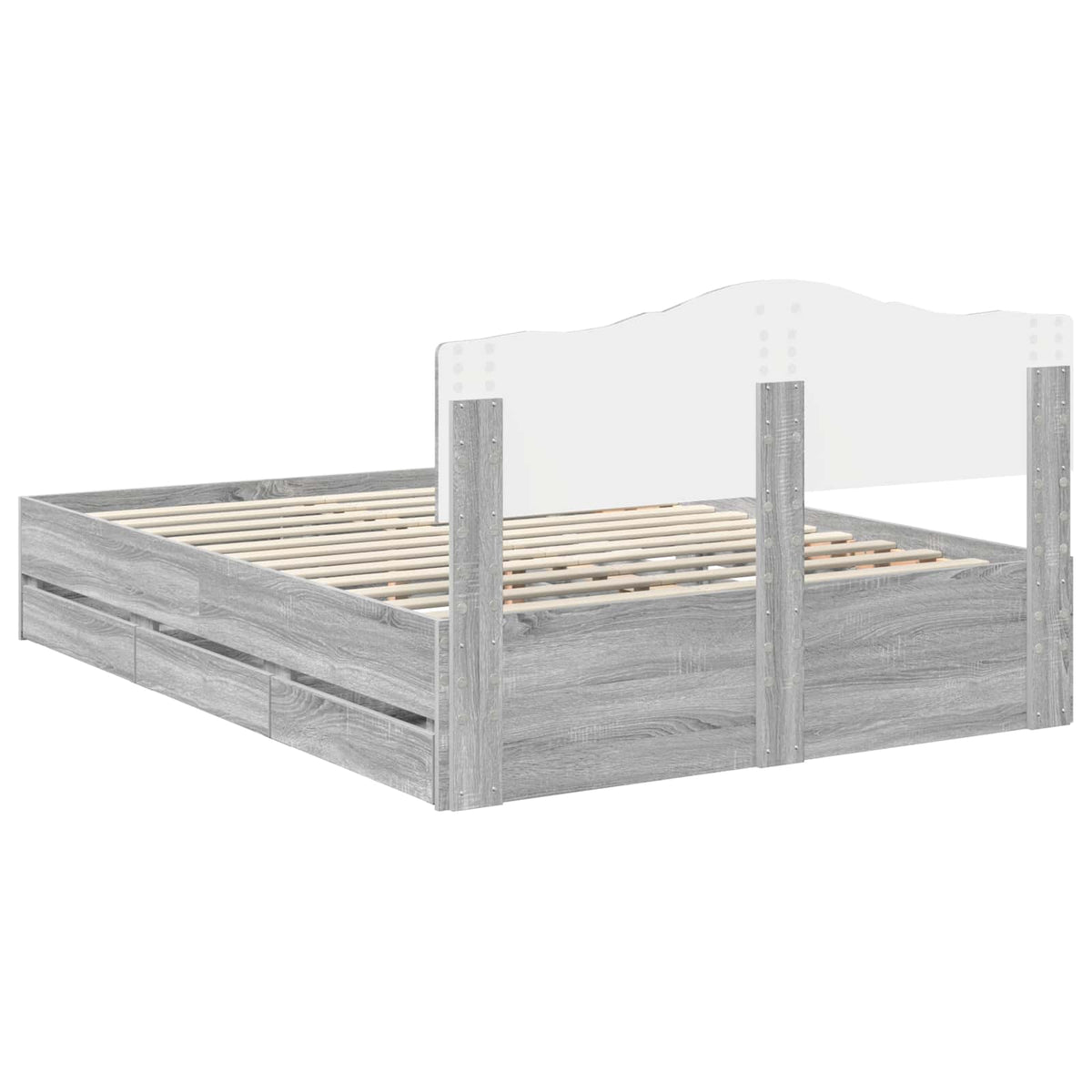 Bed Frame with Drawer Grey Sonoma 160 x 200 cm Engineer Wood