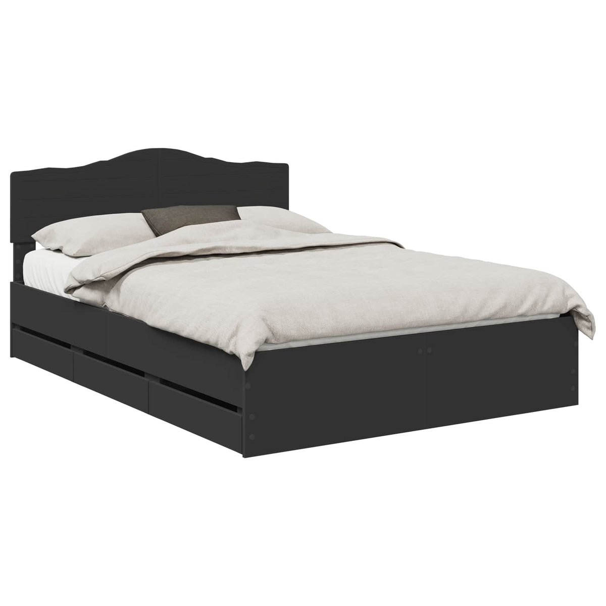 Bed Frame with Drawer Black 150 x 200 cm Engineer Wood