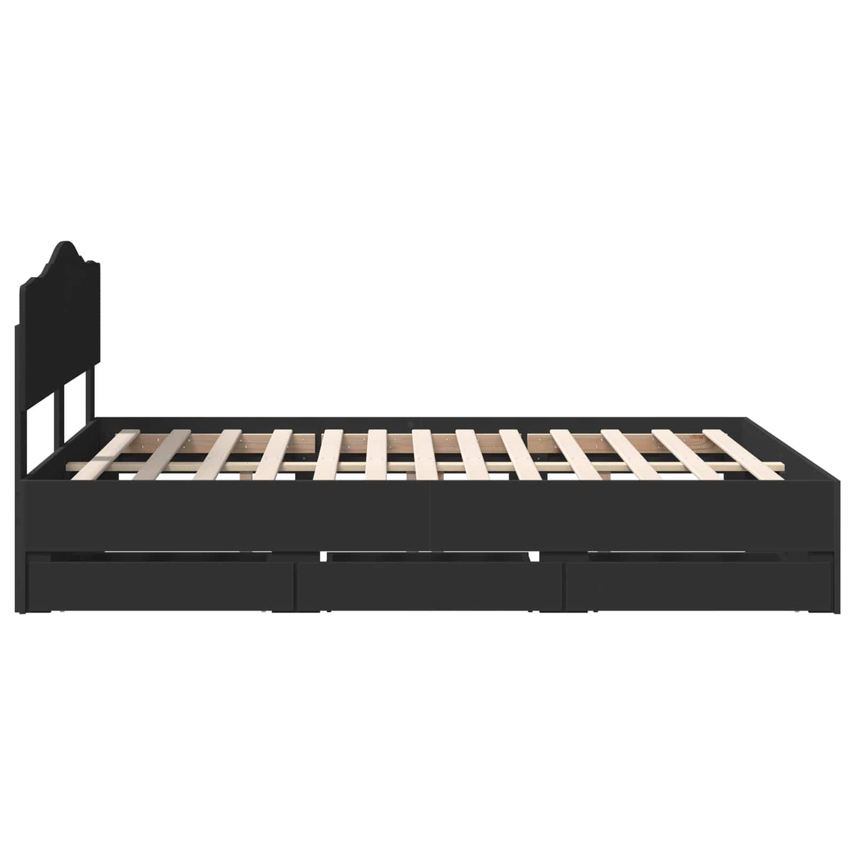 Bed Frame with Drawer Black 140 x 200 cm Engineer Wood