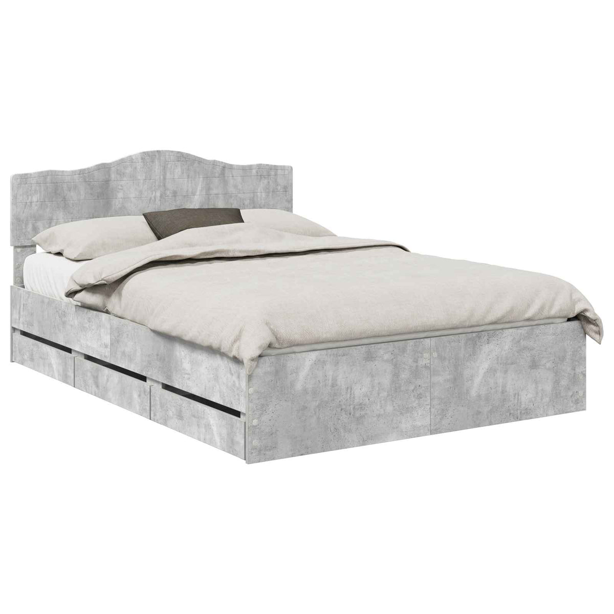 Bed Frame with Drawer Concrete Grey 140 x 200 cm Engineer Wood