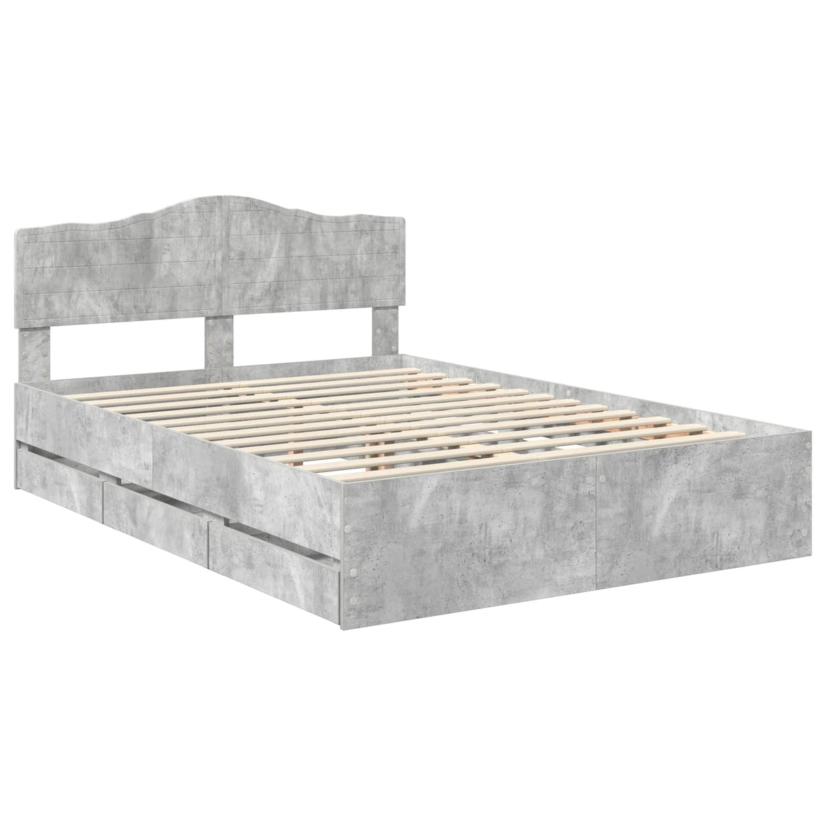 Bed Frame with Drawer Concrete Grey 140 x 200 cm Engineer Wood