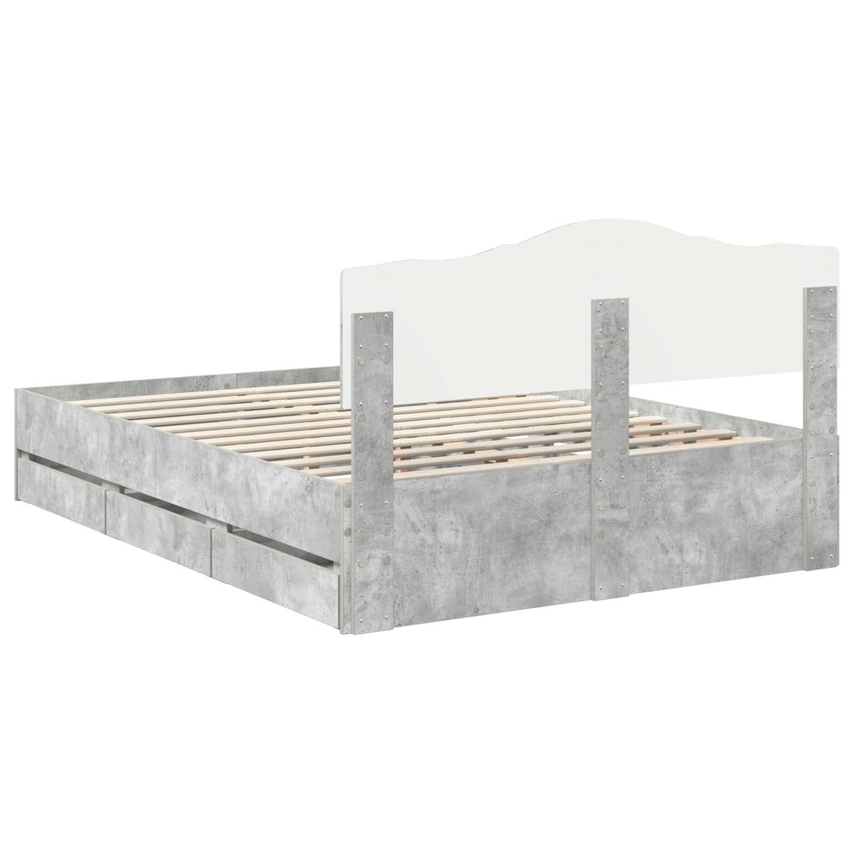 Bed Frame with Drawer Concrete Grey 140 x 200 cm Engineer Wood