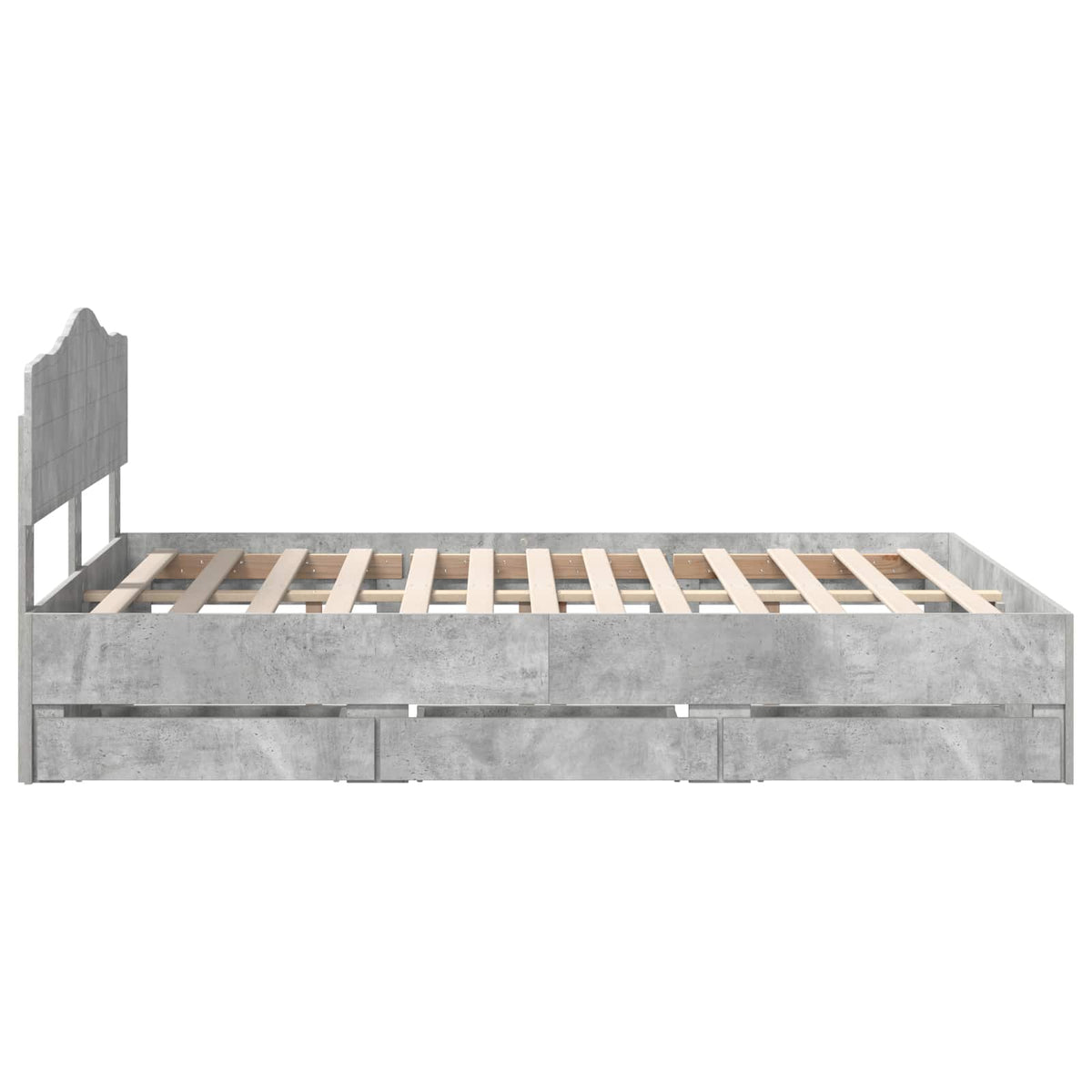Bed Frame with Drawer Concrete Grey 140 x 200 cm Engineer Wood