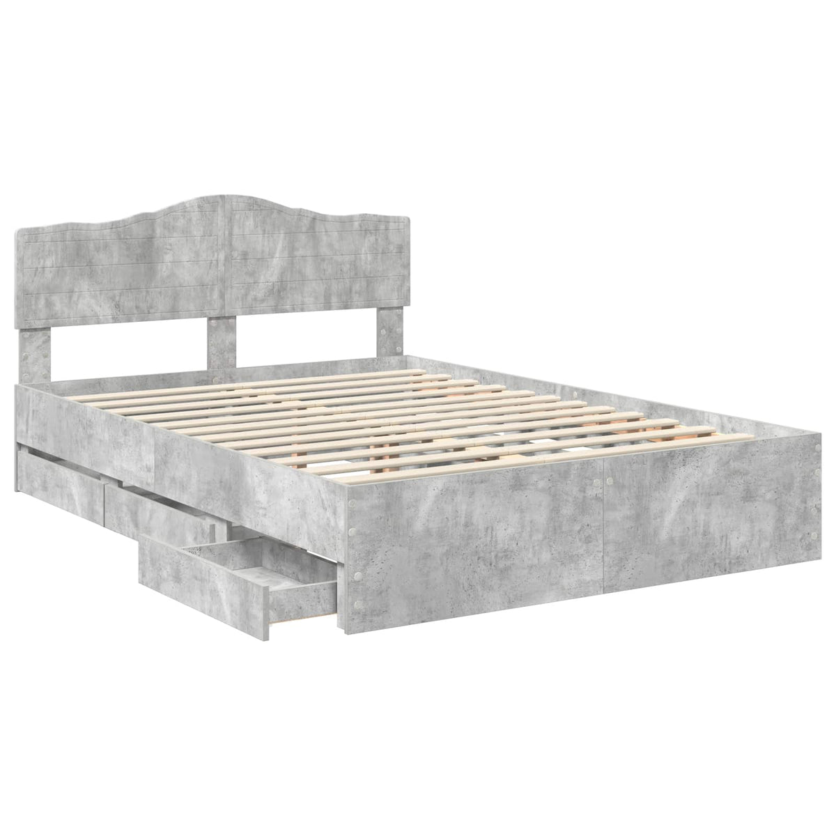Bed Frame with Drawer Concrete Grey 140 x 190 cm Engineer Wood