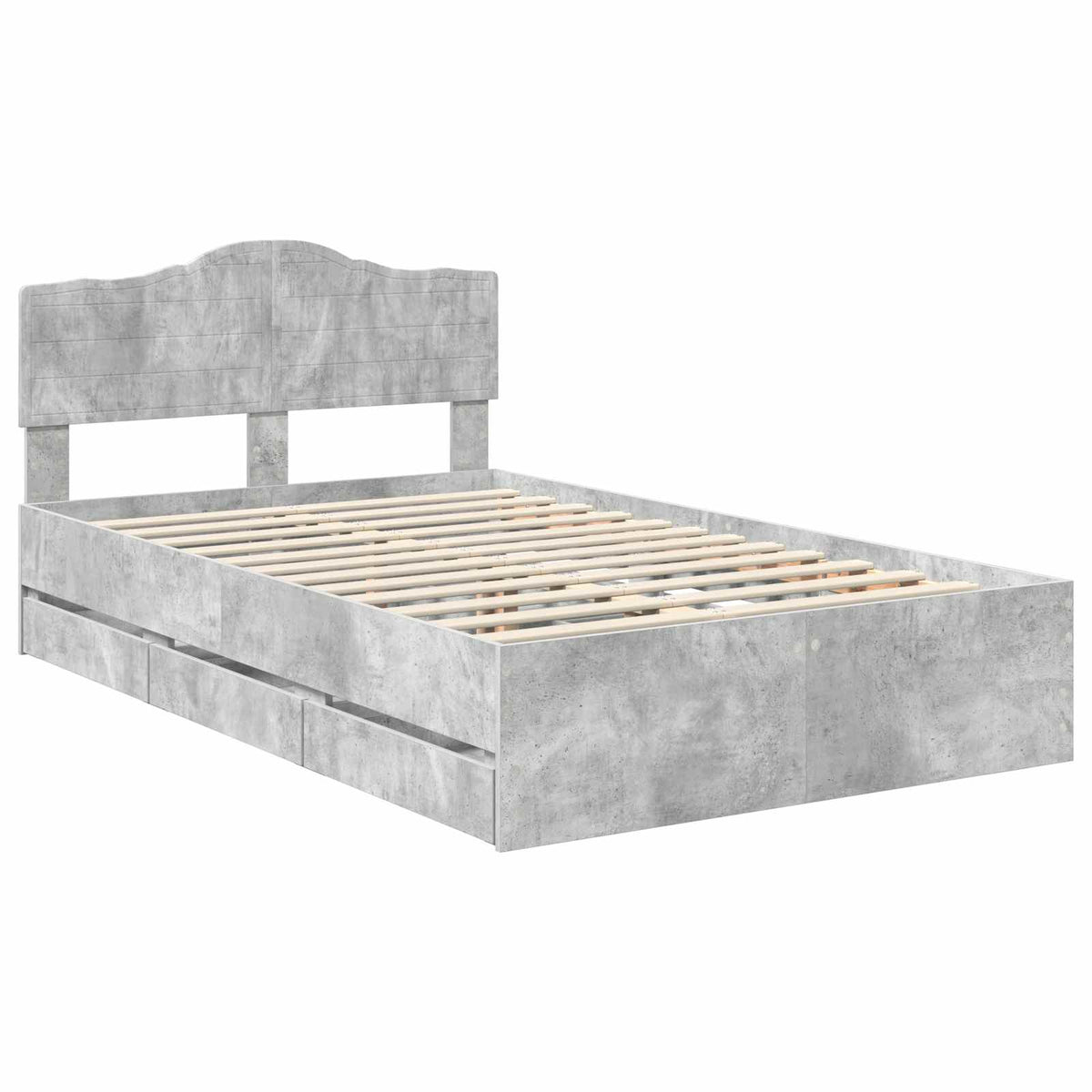 Bed Frame with Drawer Concrete Grey 135 x 190 cm Engineer Wood