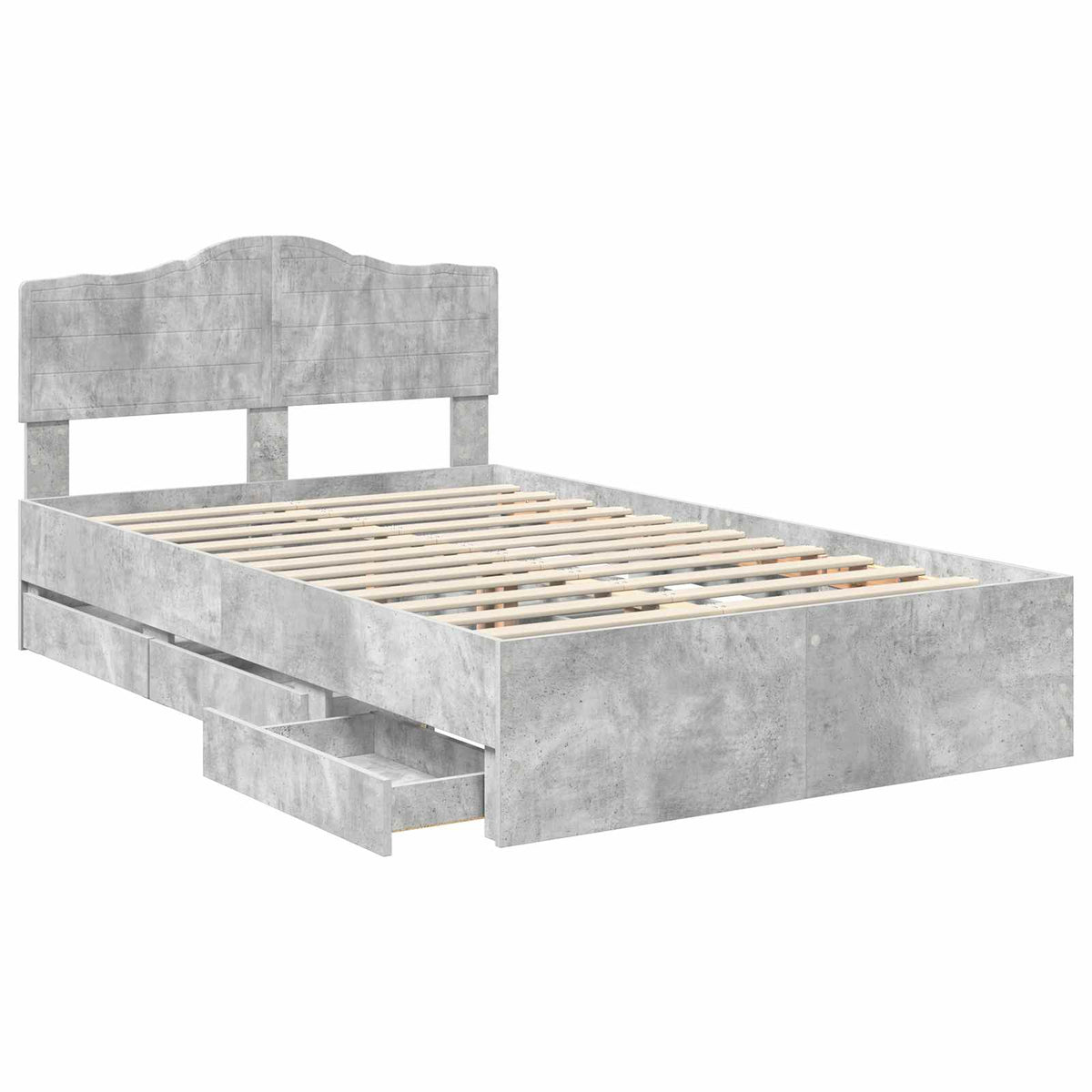 Bed Frame with Drawer Concrete Grey 135 x 190 cm Engineer Wood