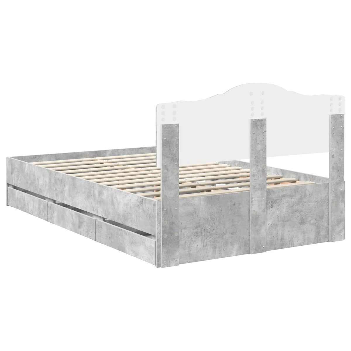 Bed Frame with Drawer Concrete Grey 135 x 190 cm Engineer Wood