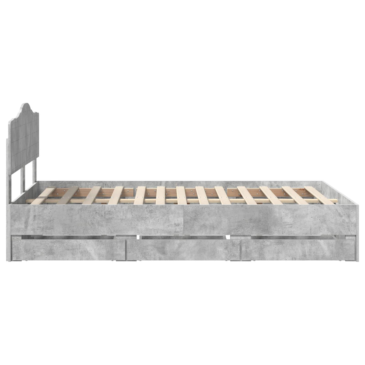 Bed Frame with Drawer Concrete Grey 135 x 190 cm Engineer Wood