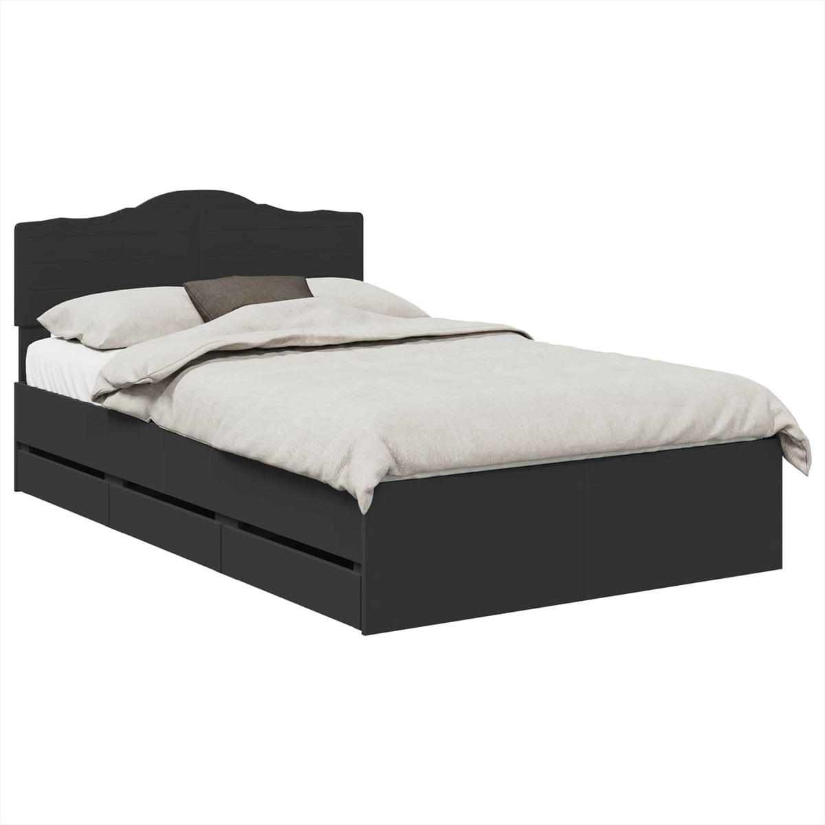 Bed Frame with Drawer Black 120 x 190 cm Engineer Wood