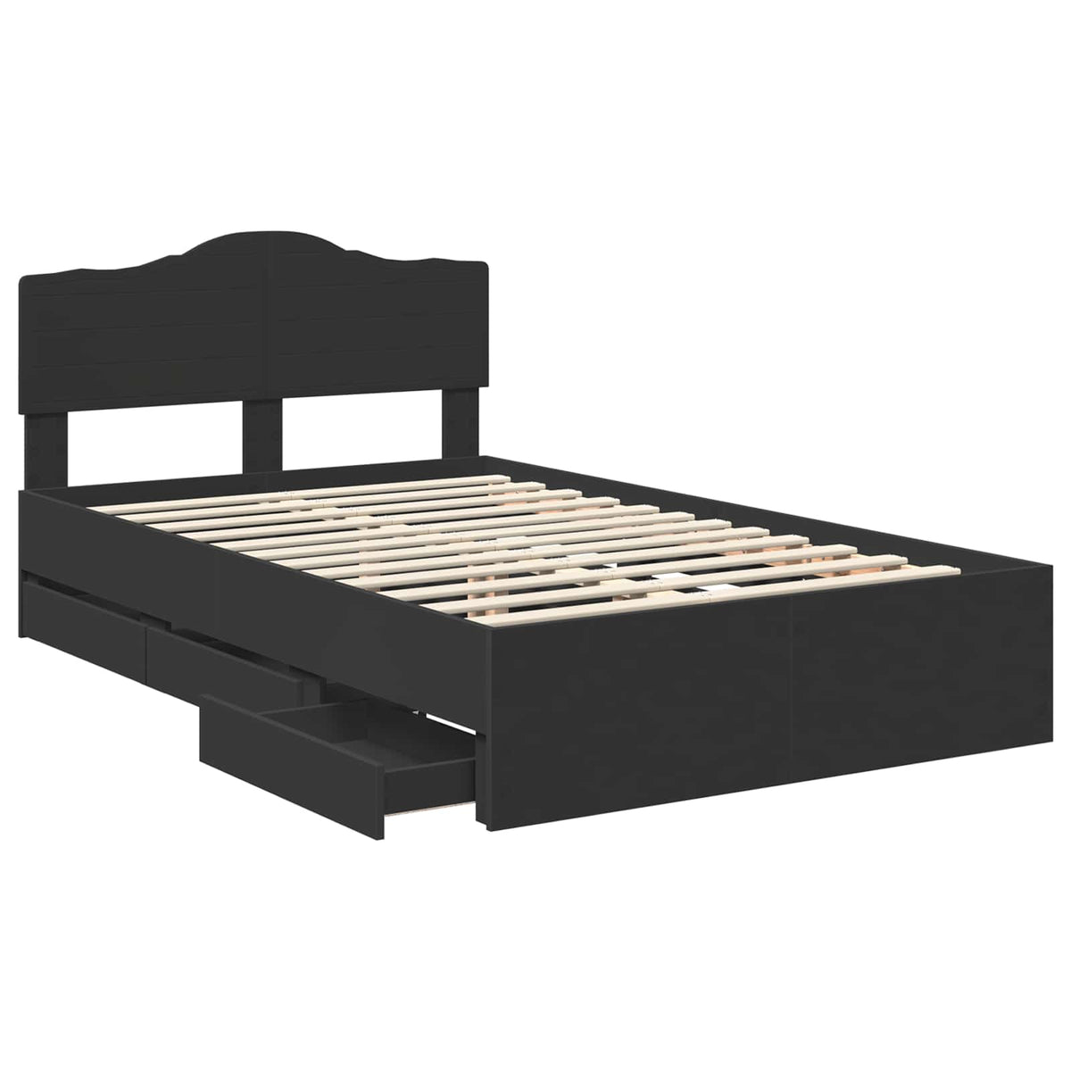 Bed Frame with Drawer Black 120 x 190 cm Engineer Wood