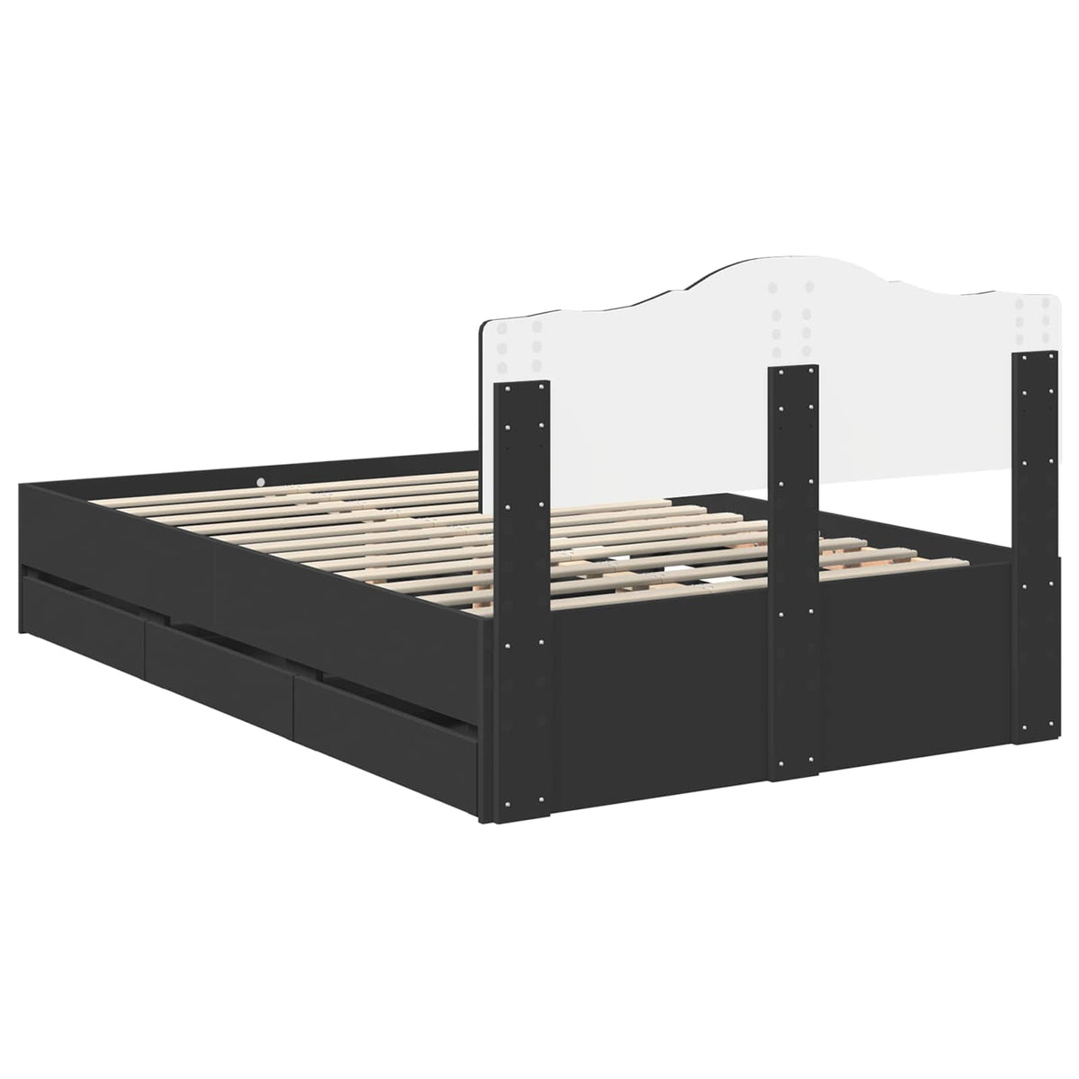 Bed Frame with Drawer Black 120 x 190 cm Engineer Wood