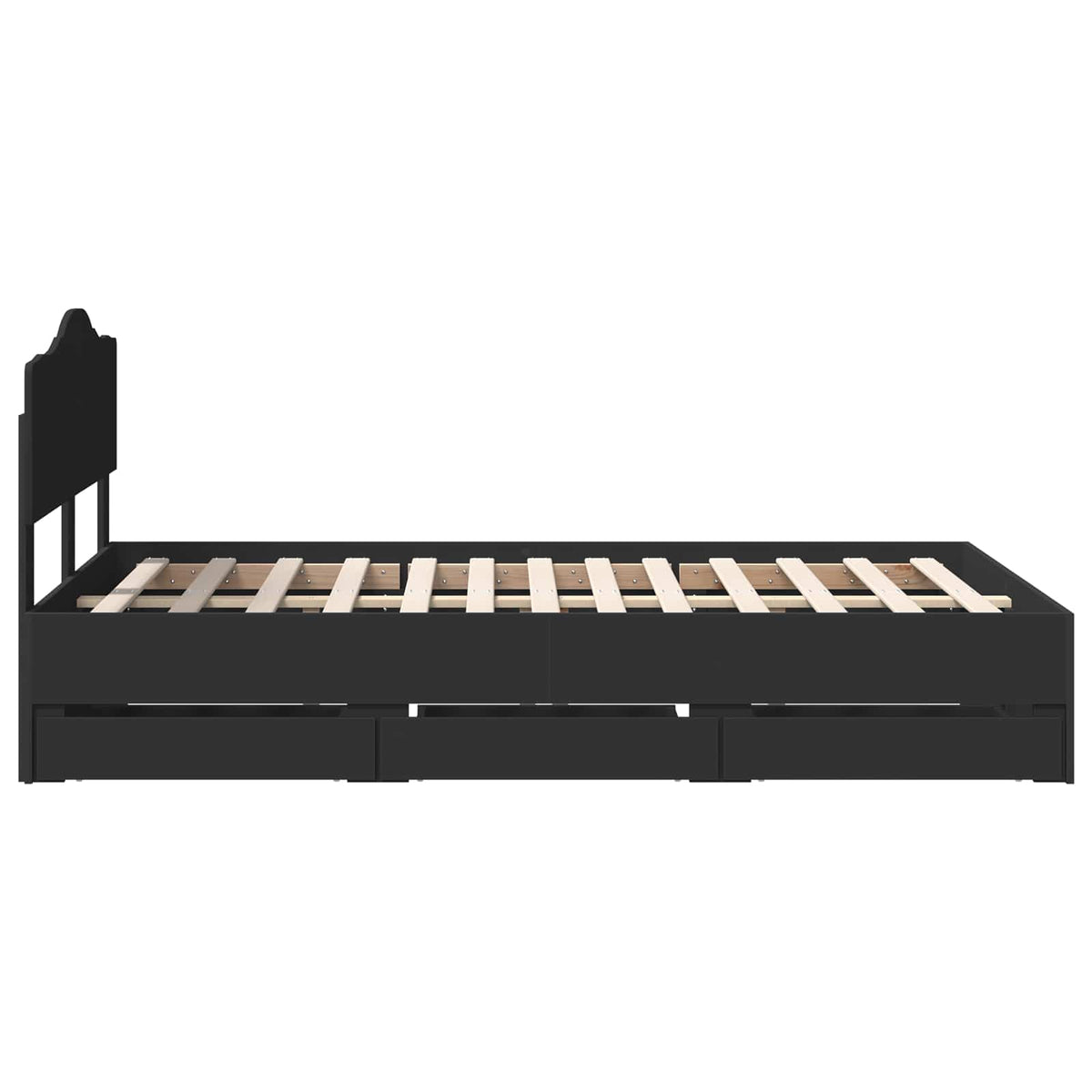 Bed Frame with Drawer Black 120 x 190 cm Engineer Wood
