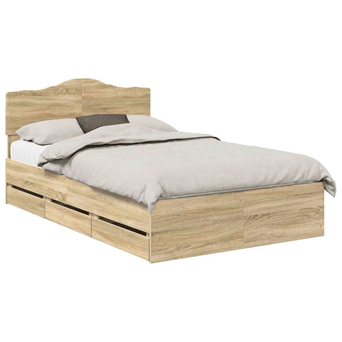 Bed Frame with Drawer Sonoma Oak 120 x 190 cm Engineer Wood