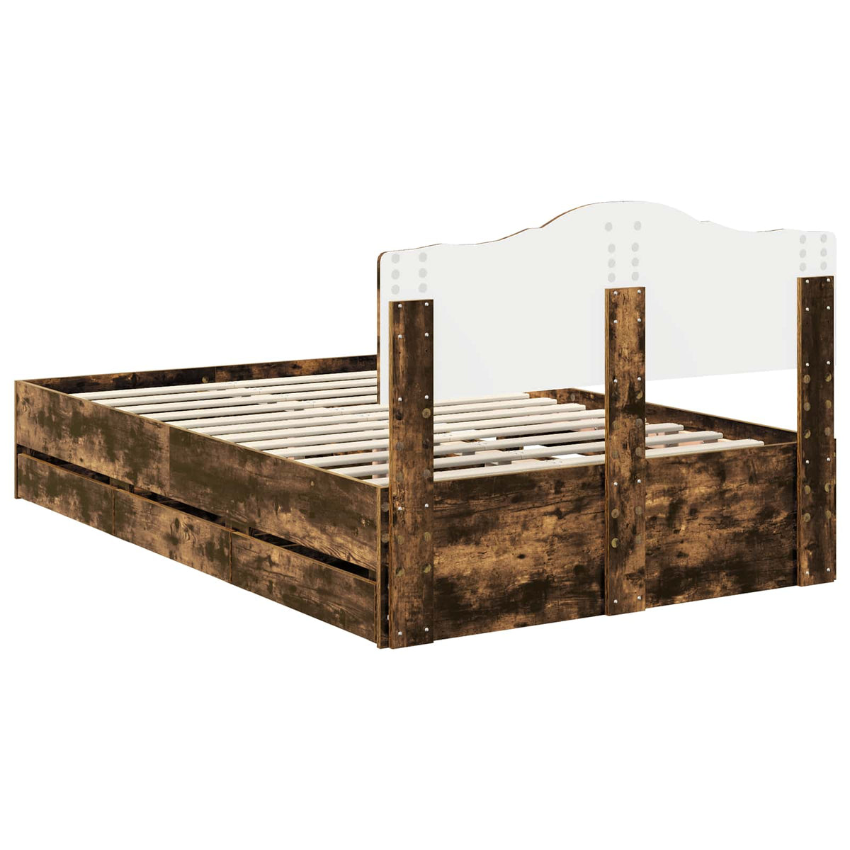 Bed Frame with Drawer Smoked Oak 120 x 190 cm Engineer Wood