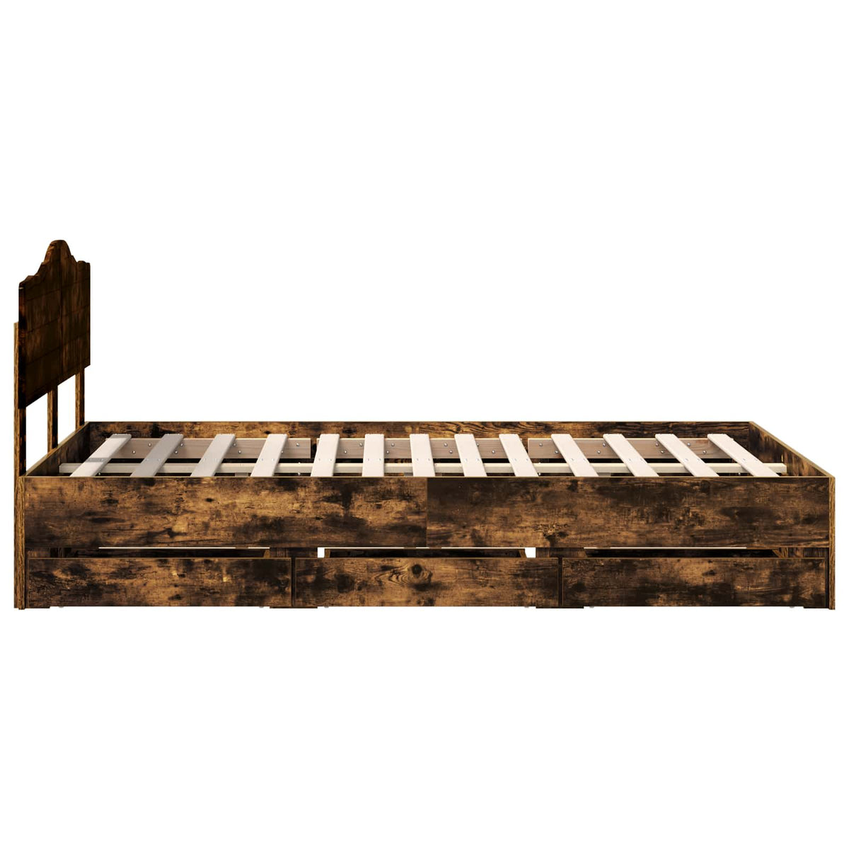 Bed Frame with Drawer Smoked Oak 120 x 190 cm Engineer Wood