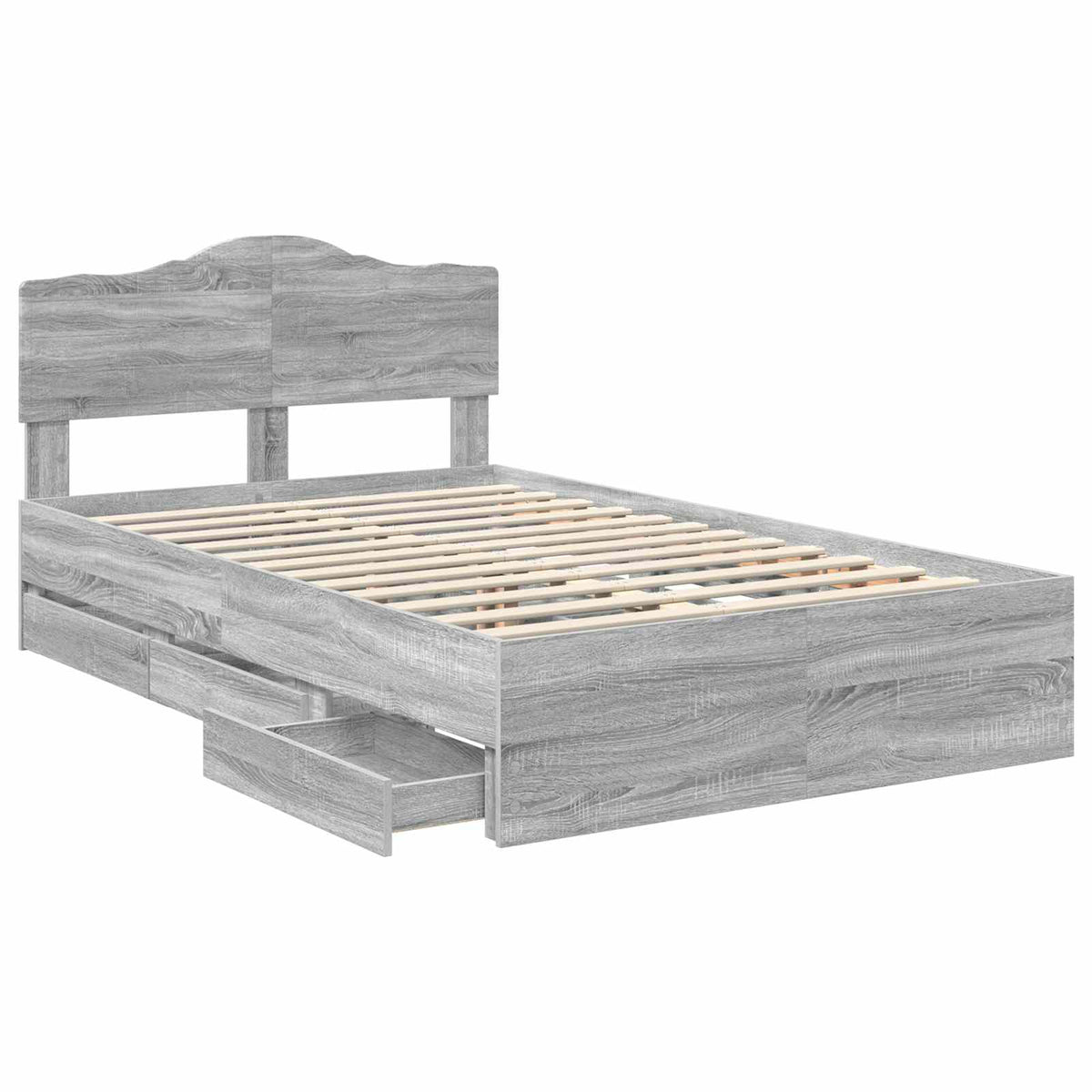 Bed Frame with Drawer Grey Sonoma 120 x 190 cm Engineer Wood