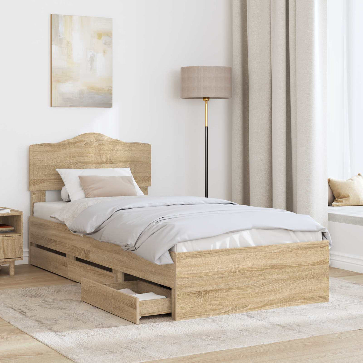 Bed Frame with Drawer Sonoma Oak 100 x 200 cm Engineer Wood