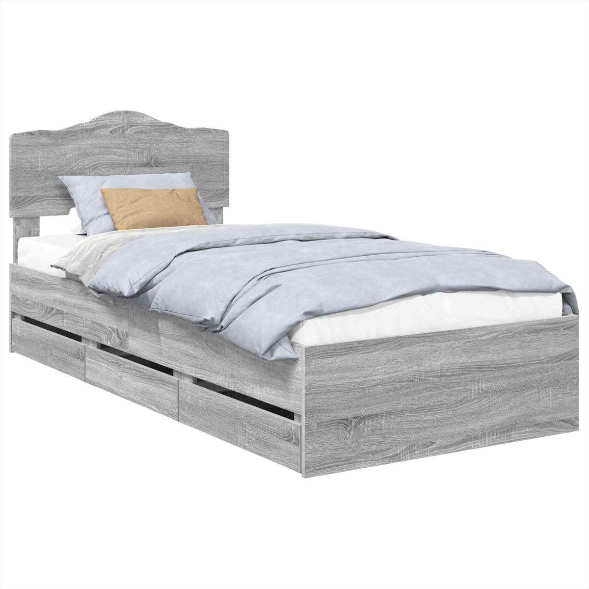 Bed Frame with Drawer Grey Sonoma 100 x 200 cm Engineer Wood