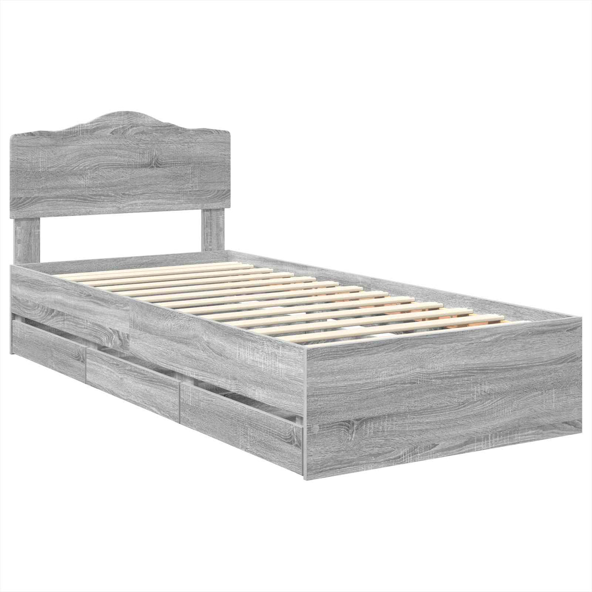 Bed Frame with Drawer Grey Sonoma 100 x 200 cm Engineer Wood