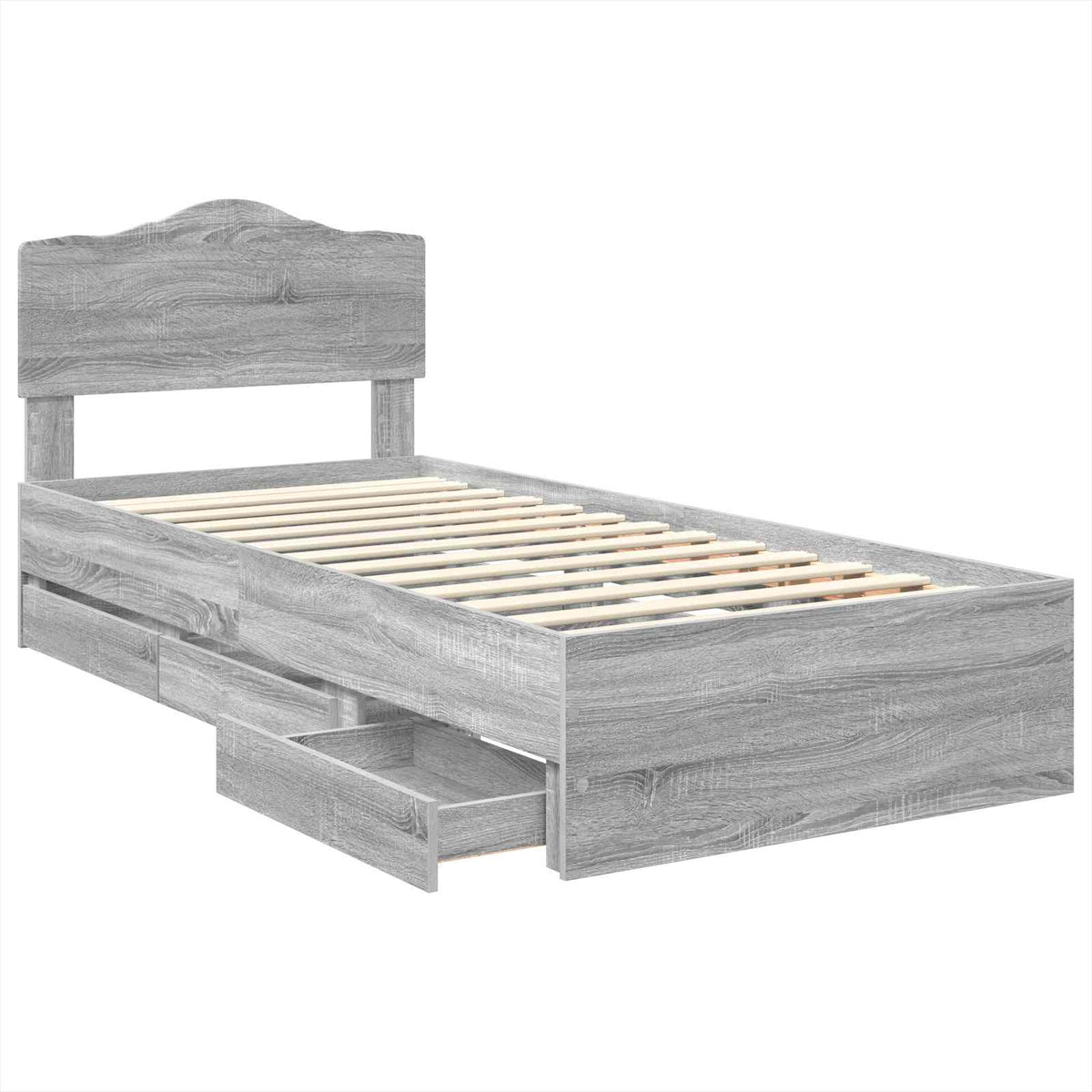 Bed Frame with Drawer Grey Sonoma 100 x 200 cm Engineer Wood