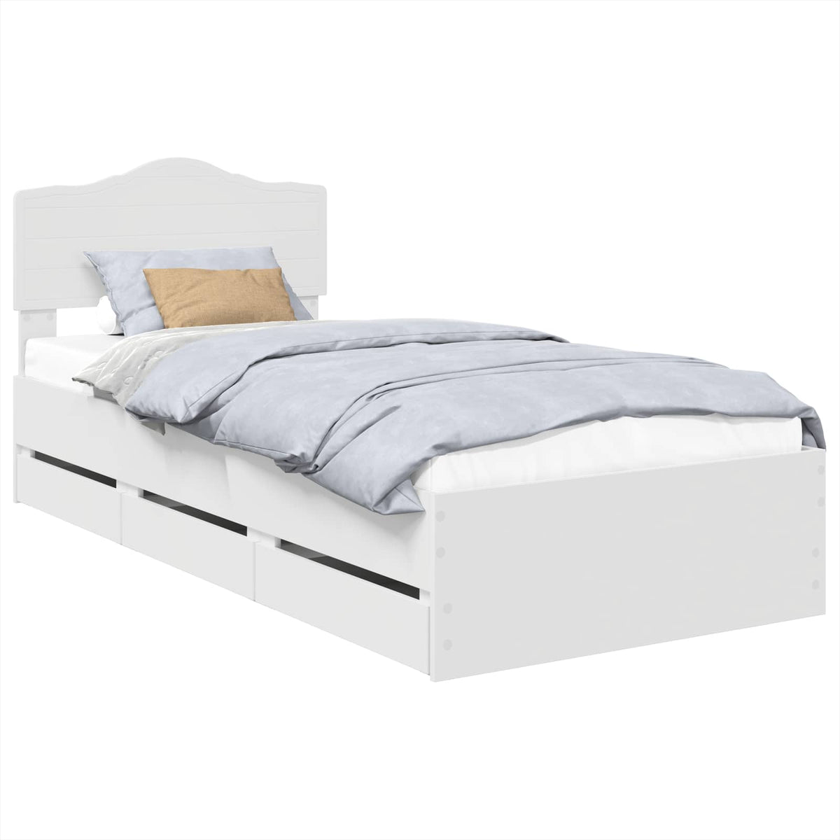 Bed Frame with Drawer White 90 x 200 cm Engineer Wood